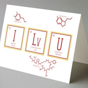 Geeky Anniversary Card, Printable I Love You Birthday Card, Periodic Table Letters, Valentines Day Greeting Card, Science Instant Download image 2