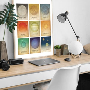 Planets in the Solar System Mosaic Art Print, Outer Space Decor, Celestial Illustrations image 4