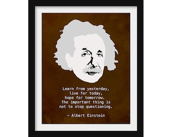 Genius Scientist Inspiring Quote, Minimalist Portrait Art Print, Science Gift