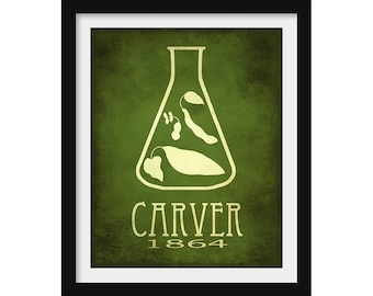 George Washington Carver Classroom Poster - Science Art Print - Chemistry Teacher Gift - Steampunk Decor - Scientist Ho