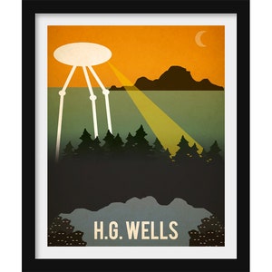 HG Wells Author Art Print, Science Fiction Poster, Book Lover Gift