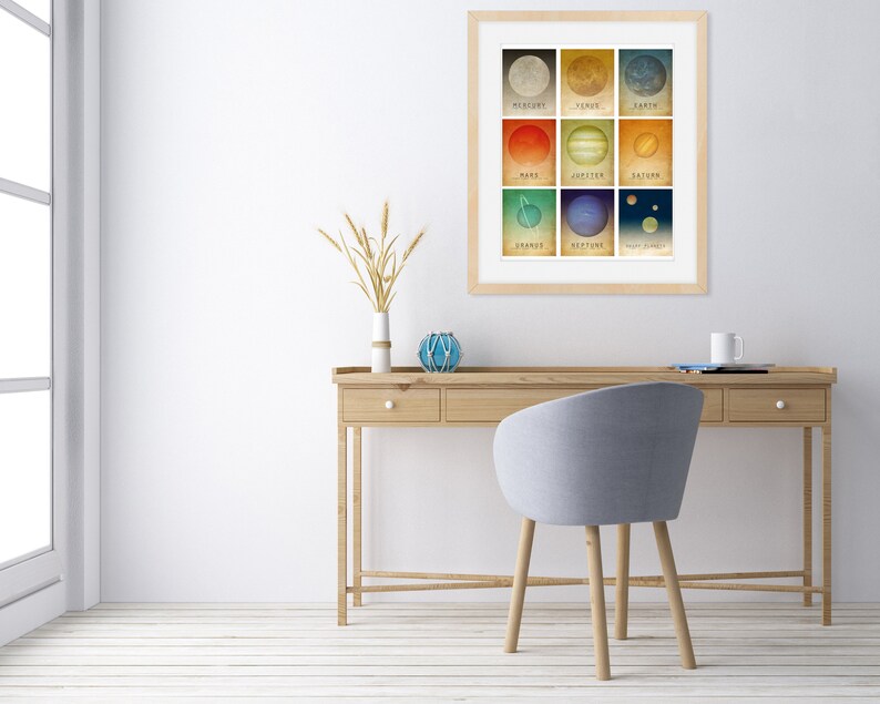 Planets in the Solar System Mosaic Art Print, Outer Space Decor, Celestial Illustrations image 5