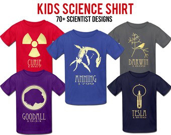 Kids Science Shirt, Smart Child Gift, Classroom Tshirt, Famous Scientist Halloween, STEM Graphic Tee, Einstein Darwin Curie Franklin Turing