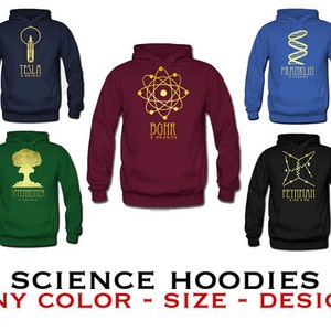 Science Hoodie Sweatshirt. Rock Star Scientist Sweater, Geeky STEM Shirt, Hooded Pullover Sweat Shirt, Science Geek Gift, Winter Clothing image 1