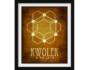 Kwolek Chemistry Art Print, Inventor of Kevlar, Women in STEM, Minimalist Steampunk Science Decor