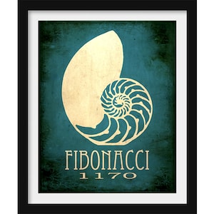 Fibonacci Math Art Print, Golden Ratio Mathematics Decor,  Educational Classroom Poster