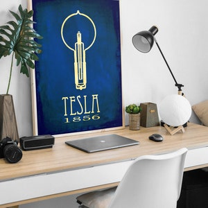 Nikola Tesla Rock Star Scientist Art Print, Famous Inventor in History, Science Decor for Classroom or Scientist Bedroom image 3