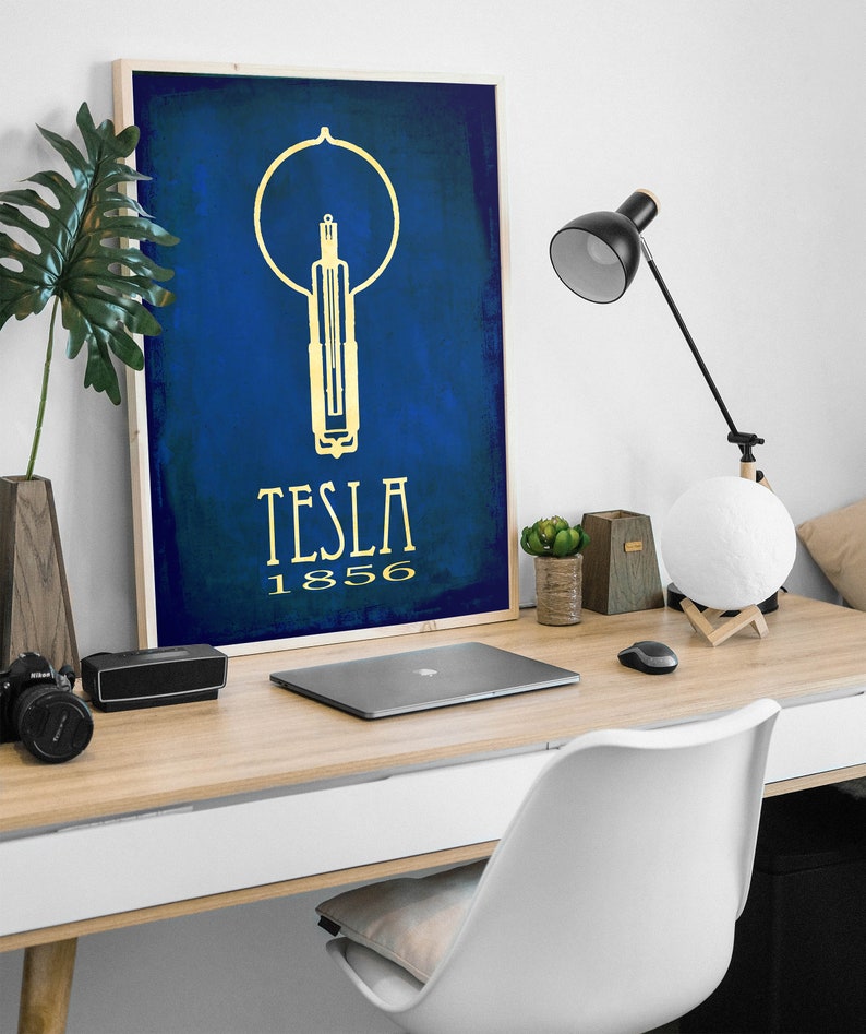 Nikola Tesla Rock Star Scientist Art Print, Famous Inventor in History, Science Decor for Classroom or Scientist Bedroom image 3