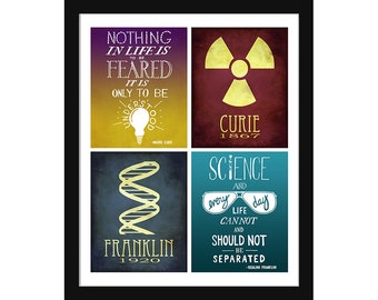 Marie Curie and Rosalind Franklin Science Quotes - Rock Star Women in STEM Art Mosaic Print by Megan Lee Studio