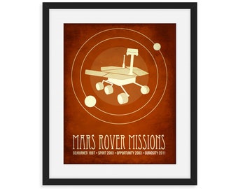 Mars Rover Art Print, NASA Space Missions, Outer Space Robot Decor, Astronomy Gift, Educational Classroom Poster
