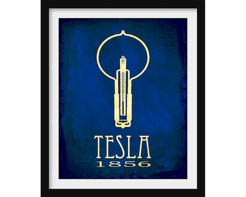 Nikola Tesla Rock Star Scientist Art Print, Famous Inventor in History, Science Decor for Classroom or Scientist Bedroom image 1