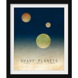 Pluto Art Print, Dwarf Planets Eris and Ceres, Outer Space Artwork, Astronomy Teacher Gift, Science Classroom or Nursery Wall Art