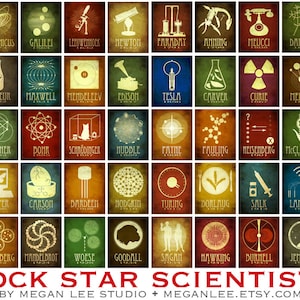 50 Rock Star Scientists in History Art Print, Science Classroom Poster for School, Educational and Inspiring Artwork image 8