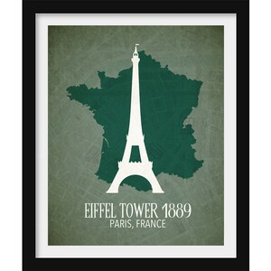 Eiffelturm Print, Paris Frankreich alte Architektur Print, Pariser Dekor, Silhouette Art, Faux Vintage Style