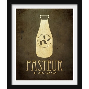 Pasteur Microbiology Art Print, Science Gift for Microbiologist, Steampunk Minimalist Decor