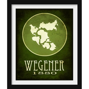 Alfred Wegener Geologie Art Print - Pangaea Map Illustration - pädagogisches Dekor für Klassenzimmer oder Lehrer Geschenk