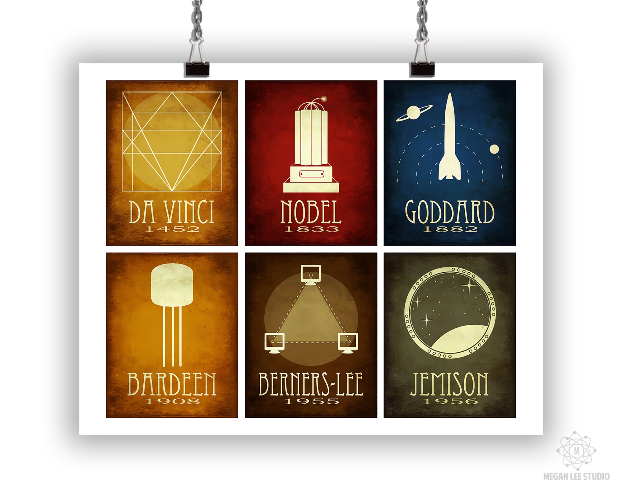 Famous Engineers in History Art Print, Engineering Gift and Classroom ...