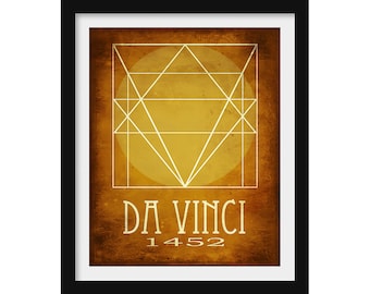 Vitruvian Man Art Print, Leonardo Da Vinci, Geometric Wall Decor