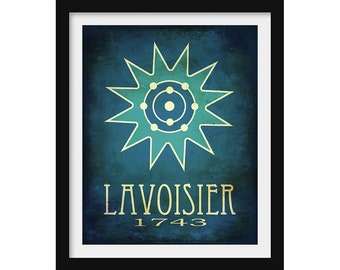 Lavoisier Chemistry Art Print, Science Teacher Gift, Classroom Decor, Combustion Illustration