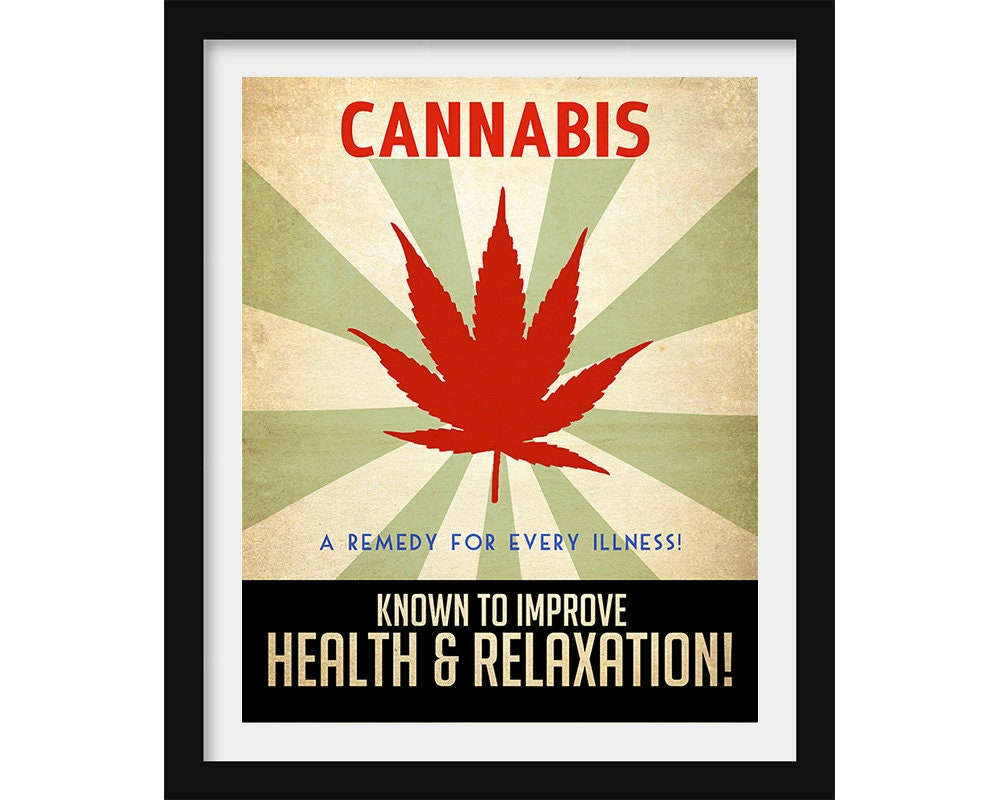 Cannabis Art Print Pot Leaf Marijuana Art Propaganda Etsy