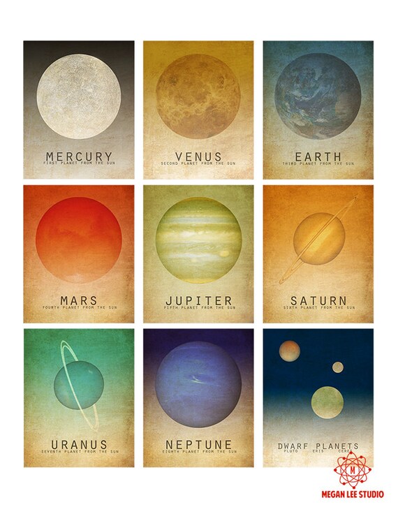 Mercury Planet Print Astronomy Art Solar System Poster Teacher Gift Student Gift Classroom Art School Decor Geek Office Outer Space