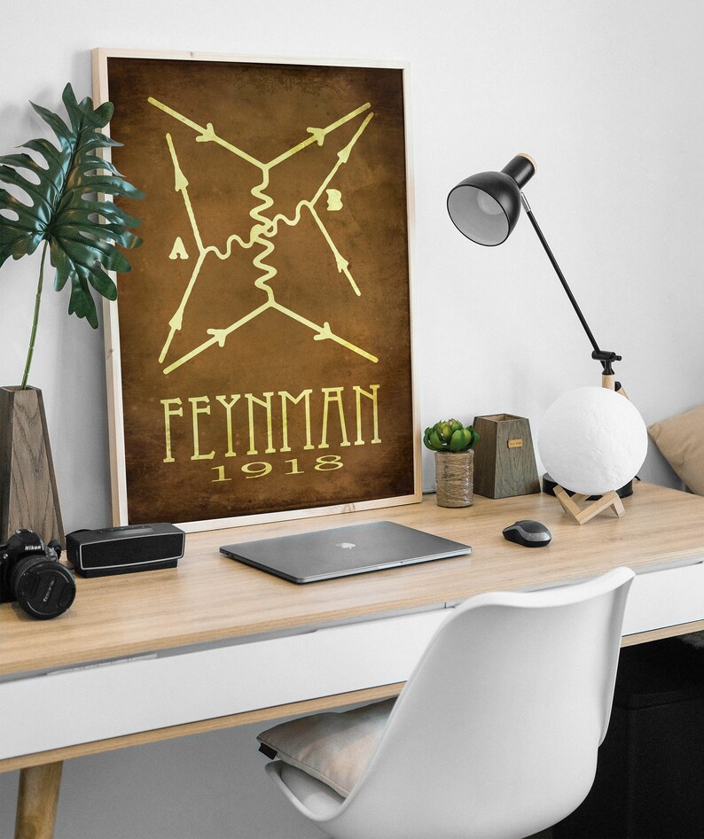 Richard Feynman Physics Gift, Physics Teacher Art, Science Gift, Educational Art, Steampunk Print, Math Poster, Math Gift, Physics Student image 3