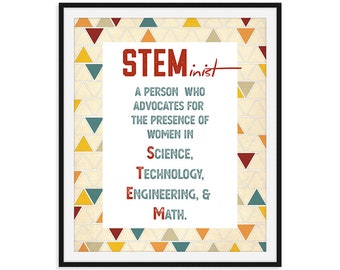 STEMinist Definition Art Print, Women in Science, Classroom Poster