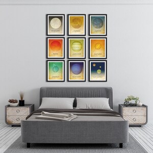 9 Planets in the Solar System Art Print Set, Outer Space Artwork for Nursery, Astronomy Classroom Decor image 2