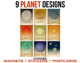 Space Stickers Solar System Fridge Magnets Laptop Decals Sticker Pack Astronomy Space Gift Planets Set of Postcards Magnet Set Fridge Decal