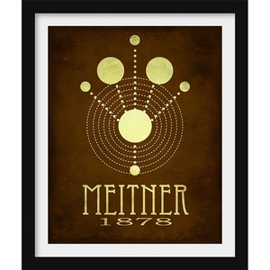 Lise Meitner Physics Art Print, Scientific Illustration of Nuclear Fission, Women in Science Gift