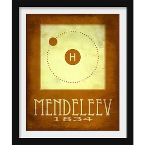 Mendeleev Chemistry Art Print, Hydrogen on the Periodic Table of Elements, Science Classroom Decor