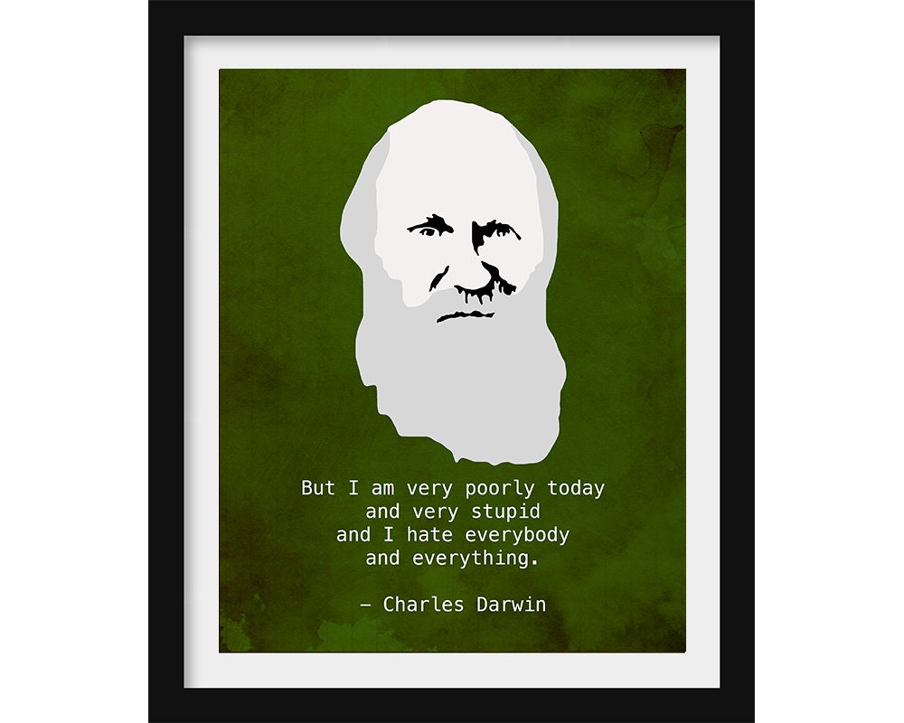 Charles Darwin Grumpy Art Print Funny Quote Minimalist - Etsy Charles Darwin Grumpy Art Print Funny Quote Minimalist - Etsy