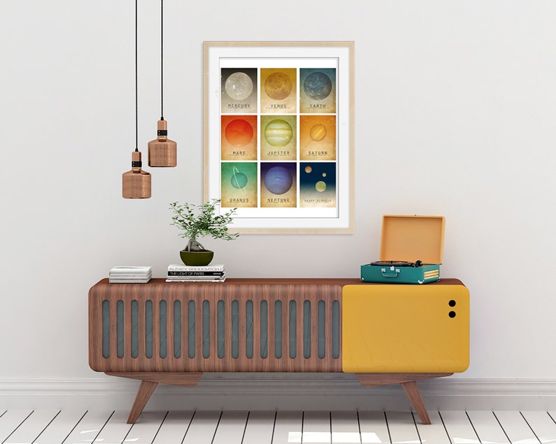 Planets in the Solar System Mosaic Art Print, Outer Space Decor, Celestial Illustrations image 6