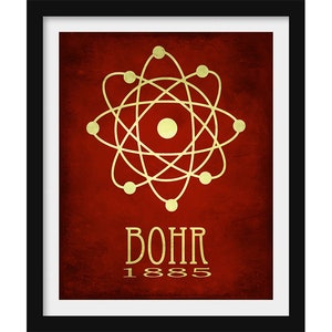 Niels Bohr Physics Art Print, Atom Illustration, Science Symbol Poster, Physicist Gift