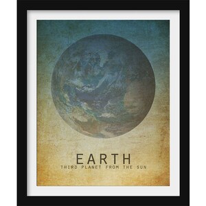 Planet Erde Kunstdruck, Sonnensystem Wandkunst für Kinderzimmer oder Kinderzimmer, dritter Planet von der Sonne