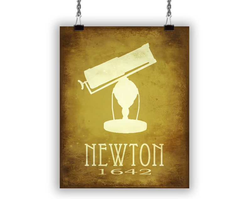 Isaac Newton Physics Art Print Math or Astronomy Teacher Etsy