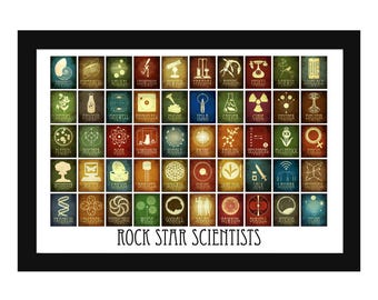 Famous Scientists in History Art Print, Science Classroom Poster for School Decor, Educational and Inspiring STEM Artwork for Teacher Gift