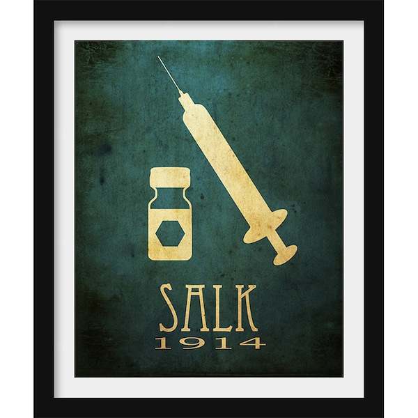 Jonas Salk Vaccine Art Print, Microbiology Medical Illustration, Doctor Office Decor, Pediatric Vaccination Poster