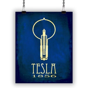 Nikola Tesla Rock Star Scientist Art Print, Famous Inventor in History, Science Decor for Classroom or Scientist Bedroom image 2