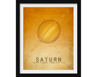 Saturns Rings Planet Print, Solar System Astronomy Artwork, Science Teacher Gift, Outer Space Classroom Decor