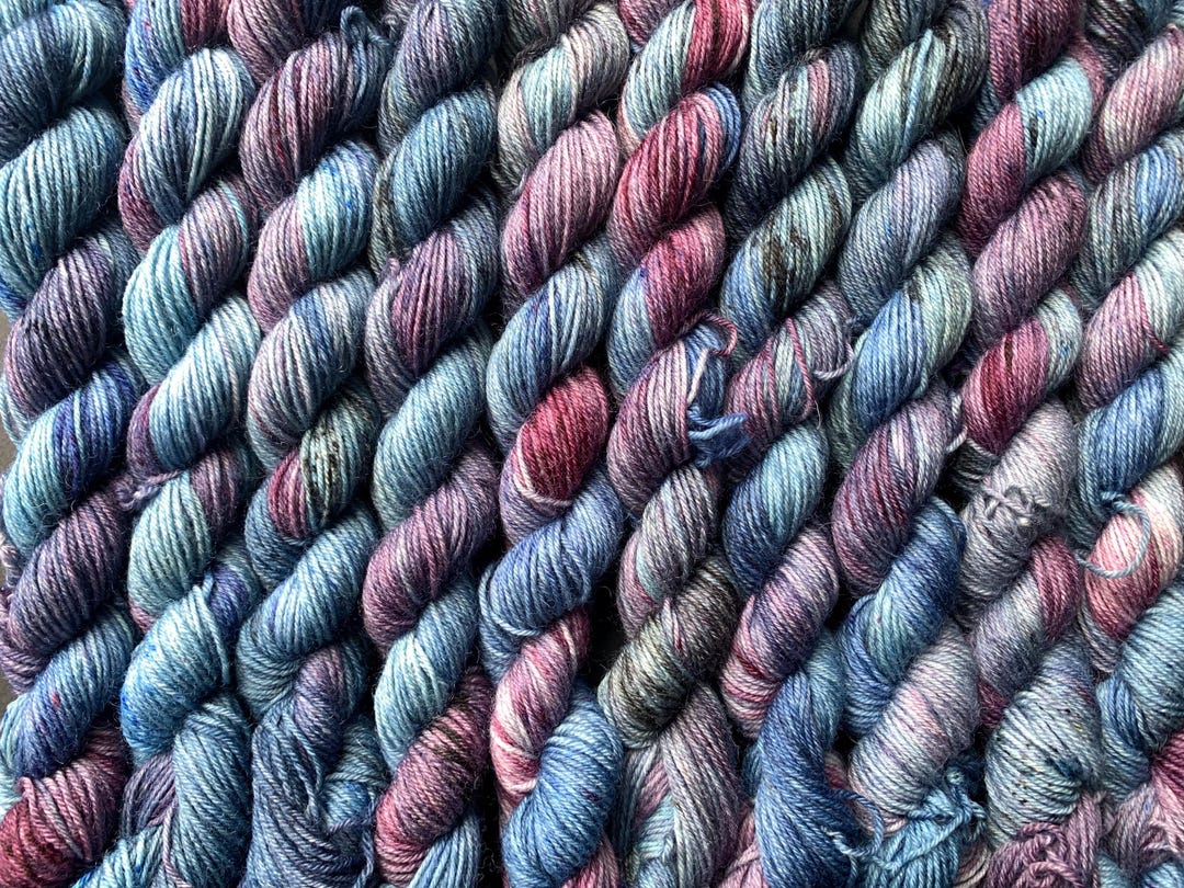 Cyclone - 20g Mini Skein - 4ply Platinum Sock Yarn - 75/25 BFL (blue ...