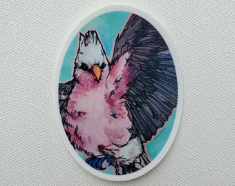 Rose Galah Cockatoo Vinyl Oval Sticker - Matte Finish medium sized sticker