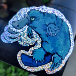Holographic Glitter Platypus Vinyl Sticker - Glossy Finish