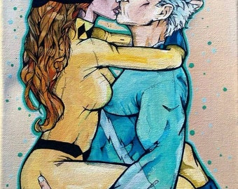 Quicksilver & Crystal Kiss limited Giclee Print - Avengers Romantic Art