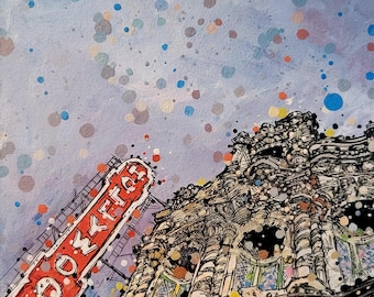 Monument local de Portland, Oregon, Hollywood Theatre, édition limitée, impression emmêlée Paysage urbain