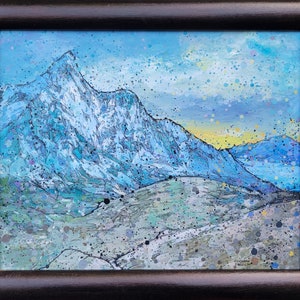 Peinture acrylique de montagne encadrée Népal Chhukung Ri Nature Landscape avantages ROMP image 2