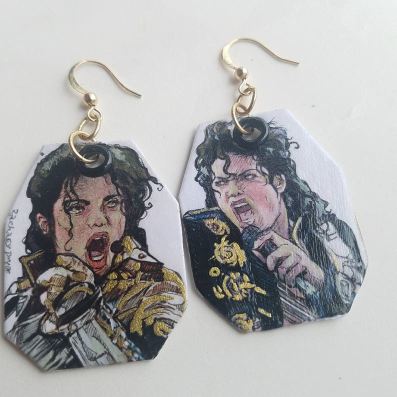 Michael Jackson King of Pop hand-painted earrings