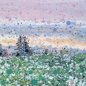 Potato Blossom Field Sunrise Art Print: Maine Landscape, Matted