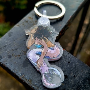 Black Mermaid Lisa small acrylic keychain