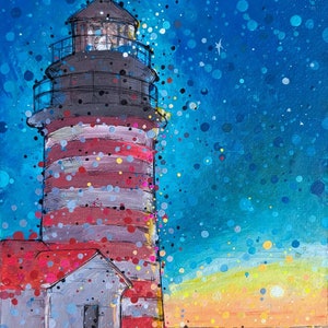 West Quoddy Head Lighthouse Giclee Print: Maine Landscape Wall Art